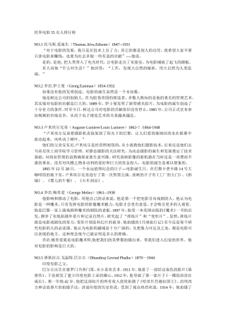 世界电影55名人排行榜