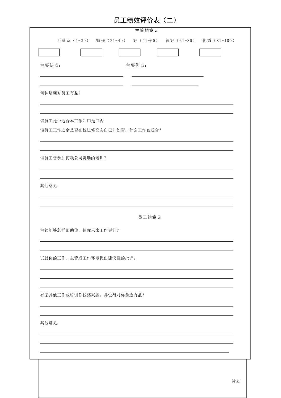 员工绩效评价表_第2页