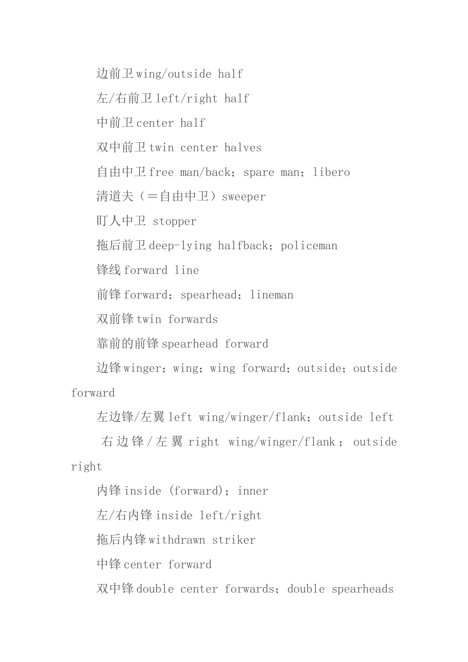 足球相关的英文词汇_第2页