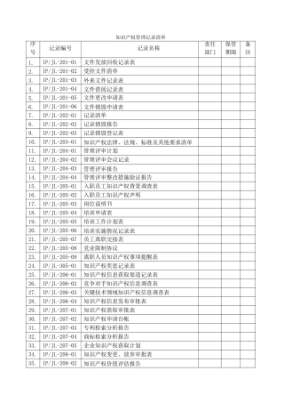 知识产权管理记录清单