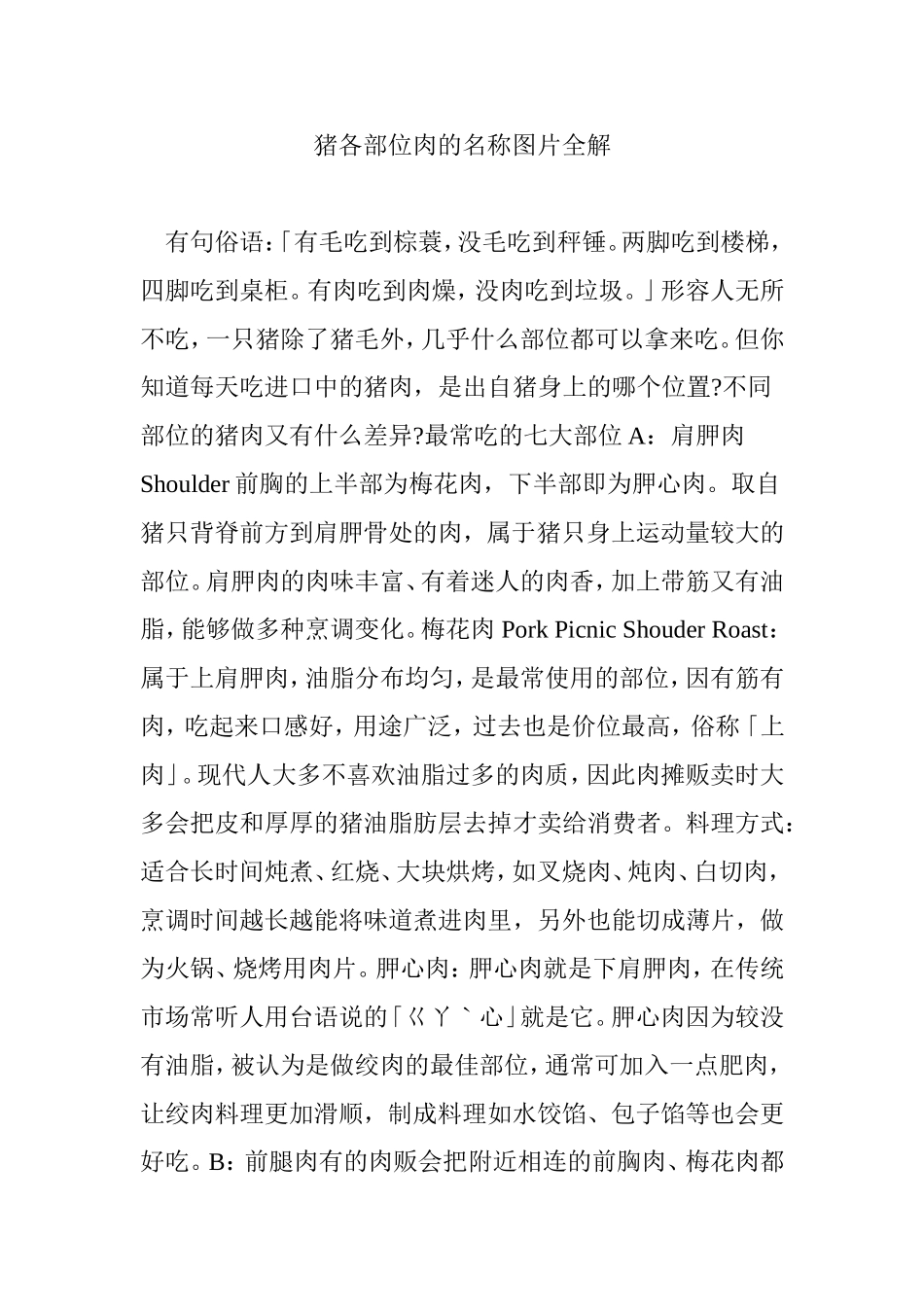 猪各部位肉的名称图片全解_第1页