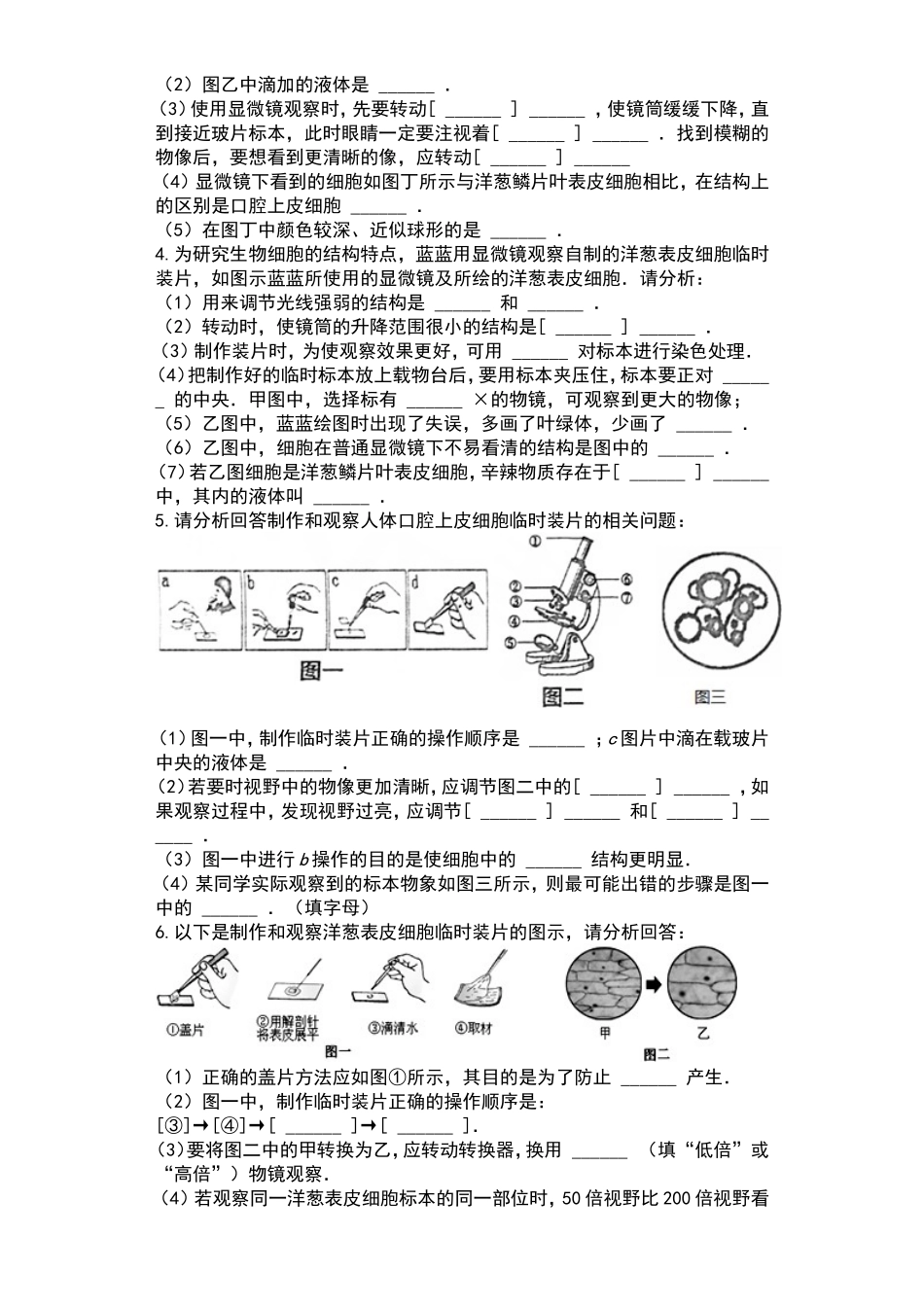植物细胞临时装片 测试题_第2页