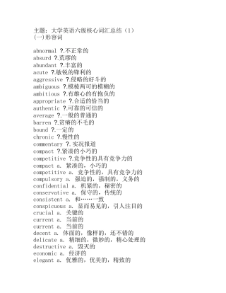主题：大学英语六级核心词汇总结