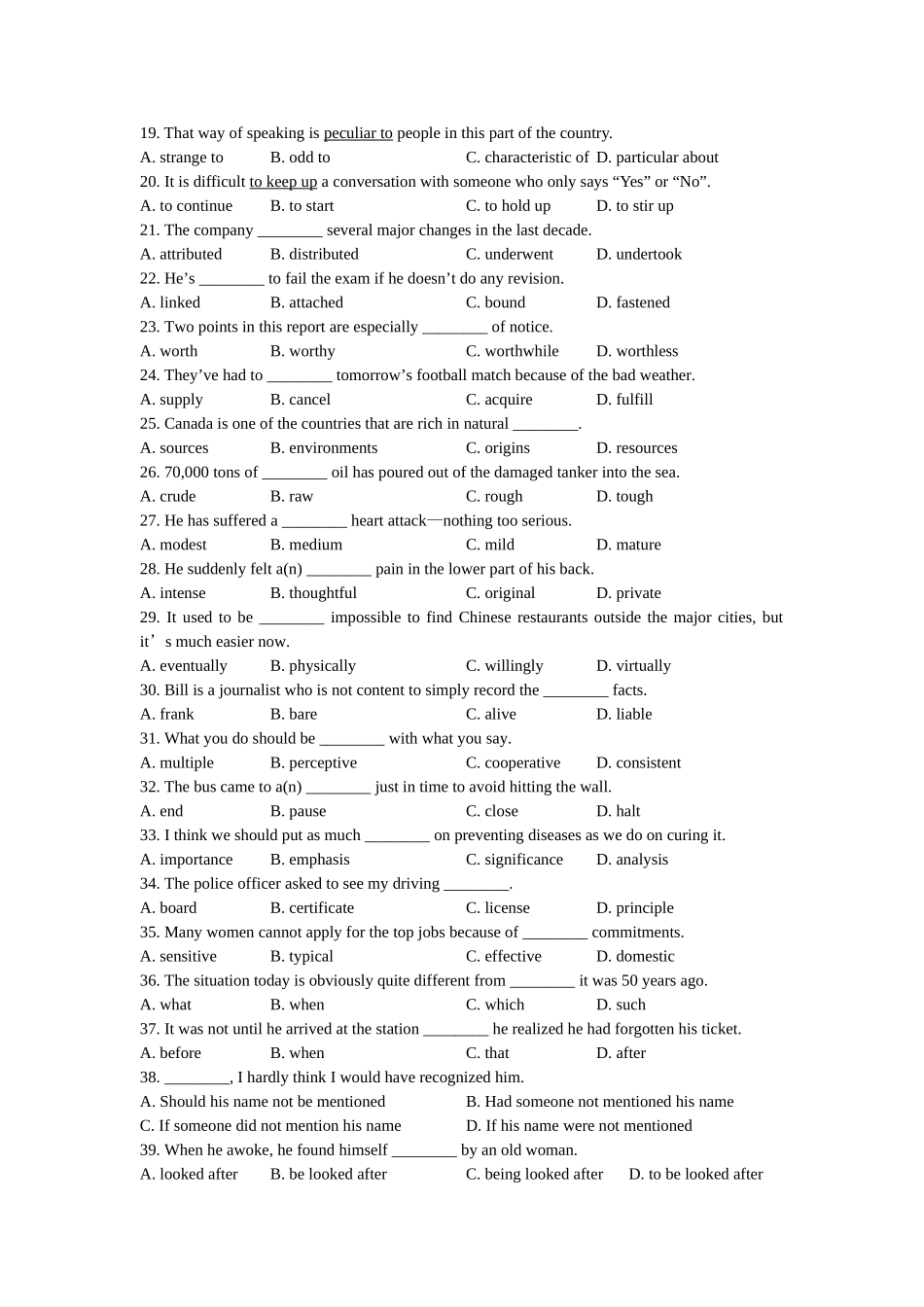 Vocabulary and Structure英语测试练习题_第2页