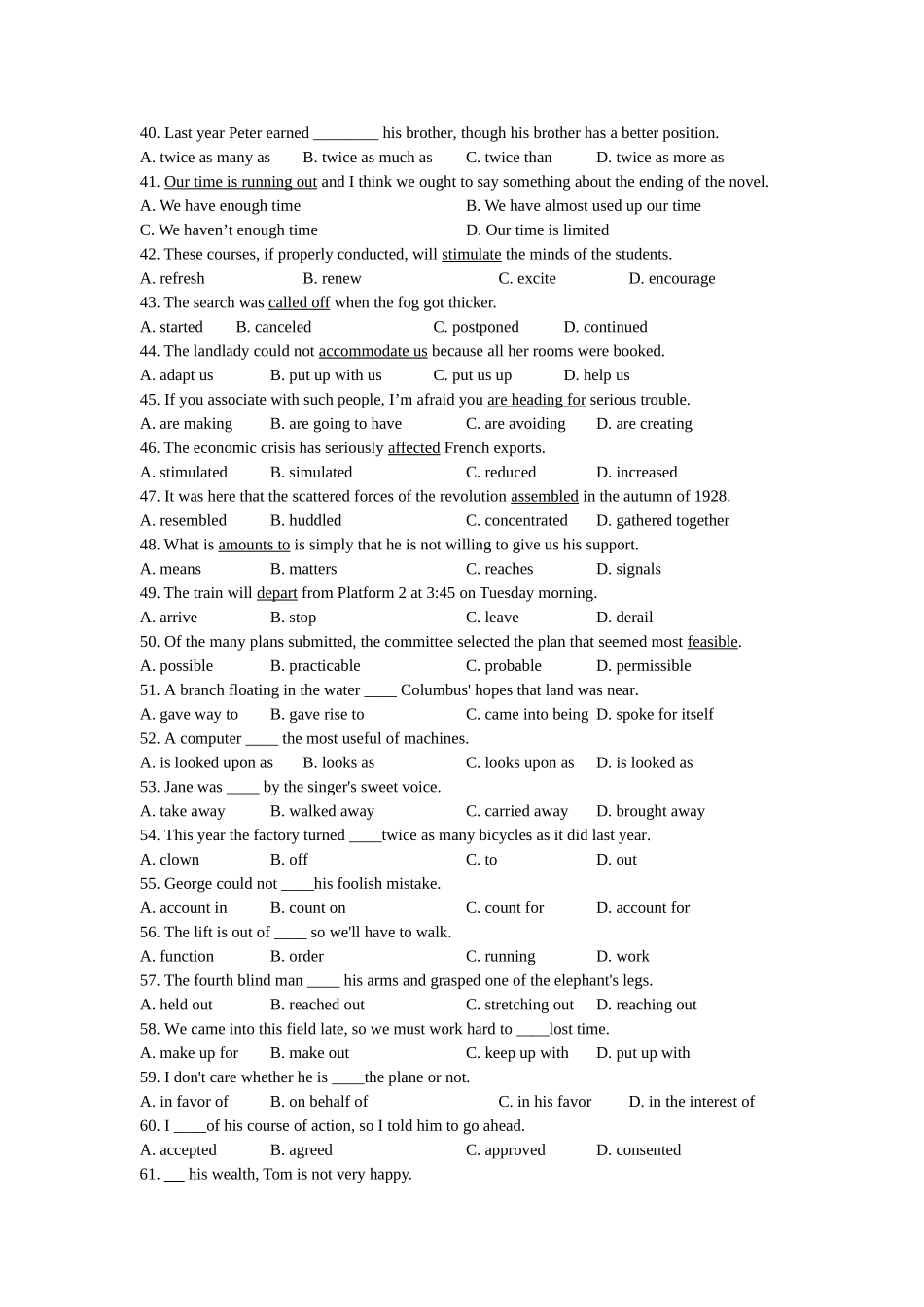 Vocabulary and Structure英语测试练习题_第3页