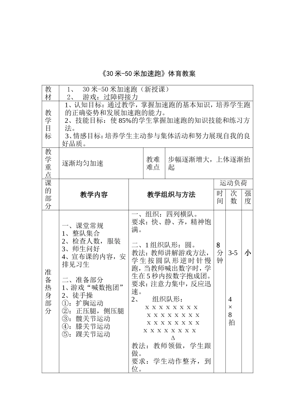 水平三（五年级）教材《30米-50米加速跑》课的设计_第2页