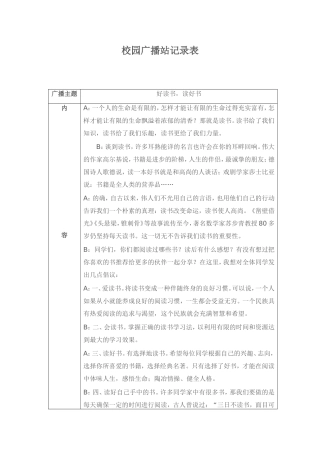 校园广播站记录表