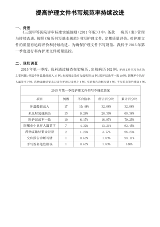 提高护理文件书写规范率持续改进