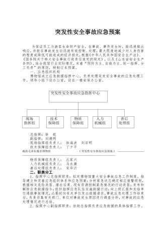 像章博物馆《突发性安全事故应急预案.》