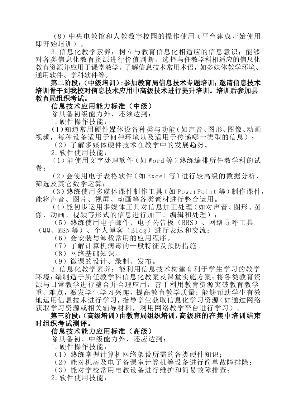 小学教师信息技术应用能力培训实施方案_第2页