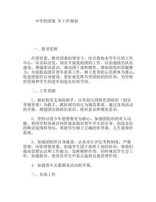 中学校团委 工作规划