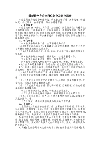 最新最全办公室岗位划分及岗位职责