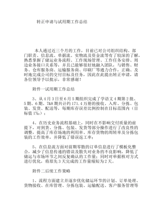 转正申请与试用期工作总结