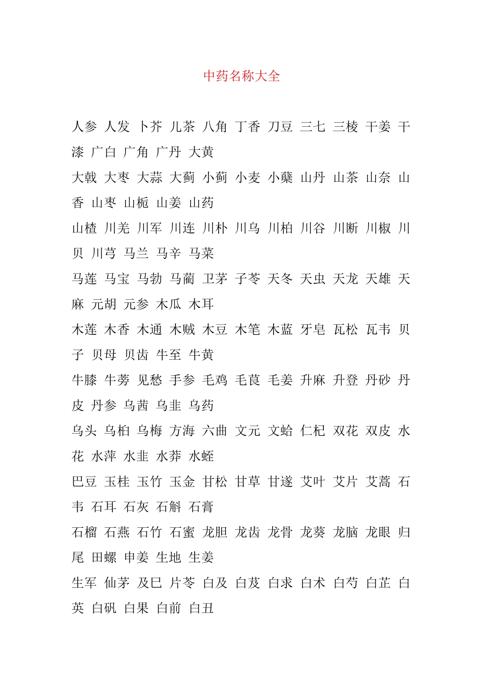 中药名称大全_第1页