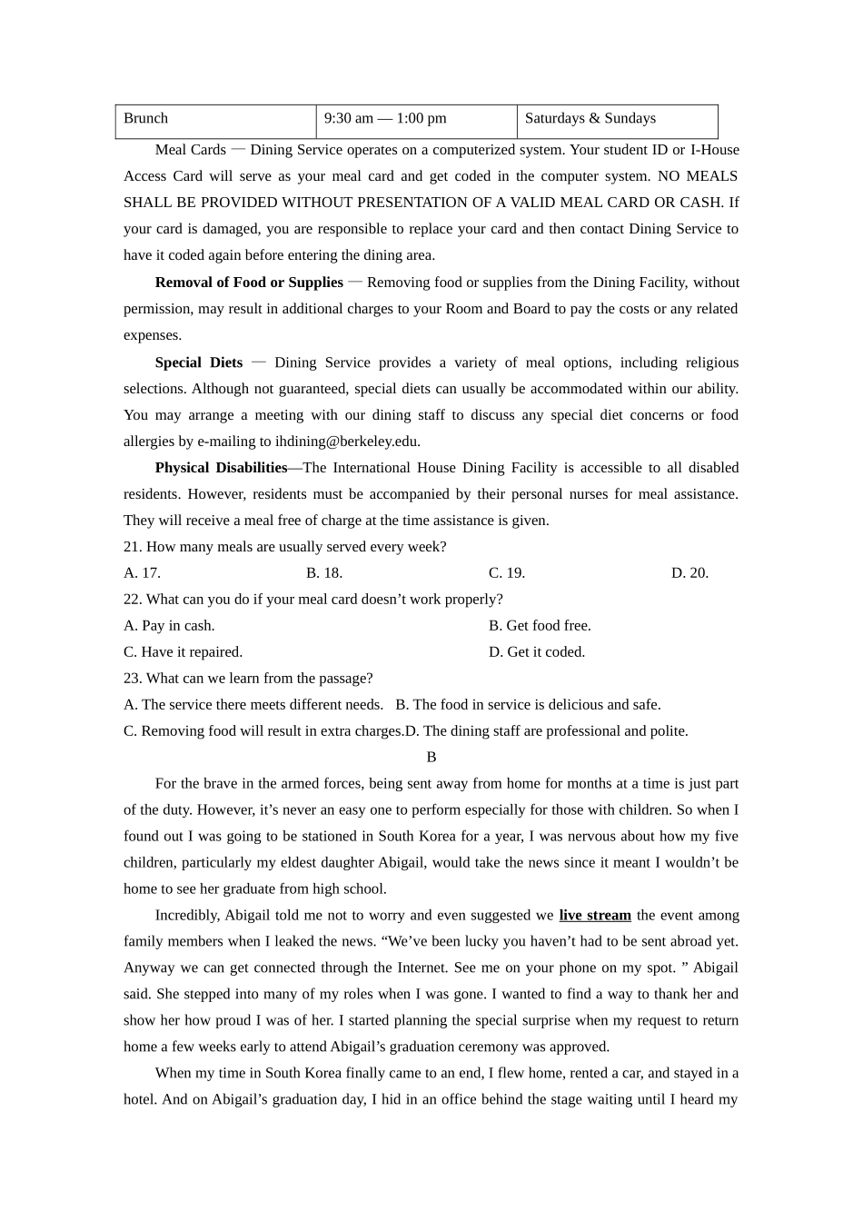 高级高三第一次诊断性考试英语试题_第3页
