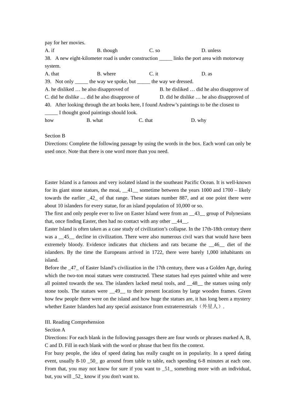 高三第一学期期末测评英语试卷_第2页
