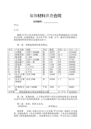 装饰材料供货合同