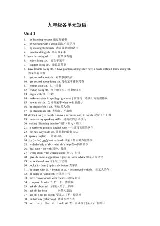 九年级各单元短语