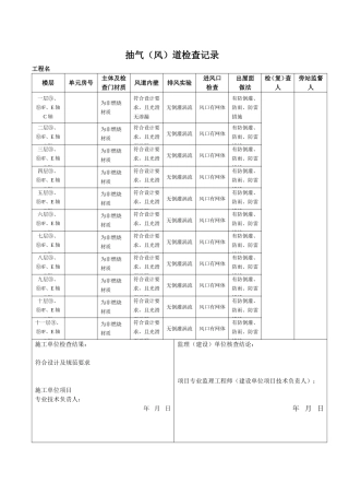住宅抽气（风）道检查记录