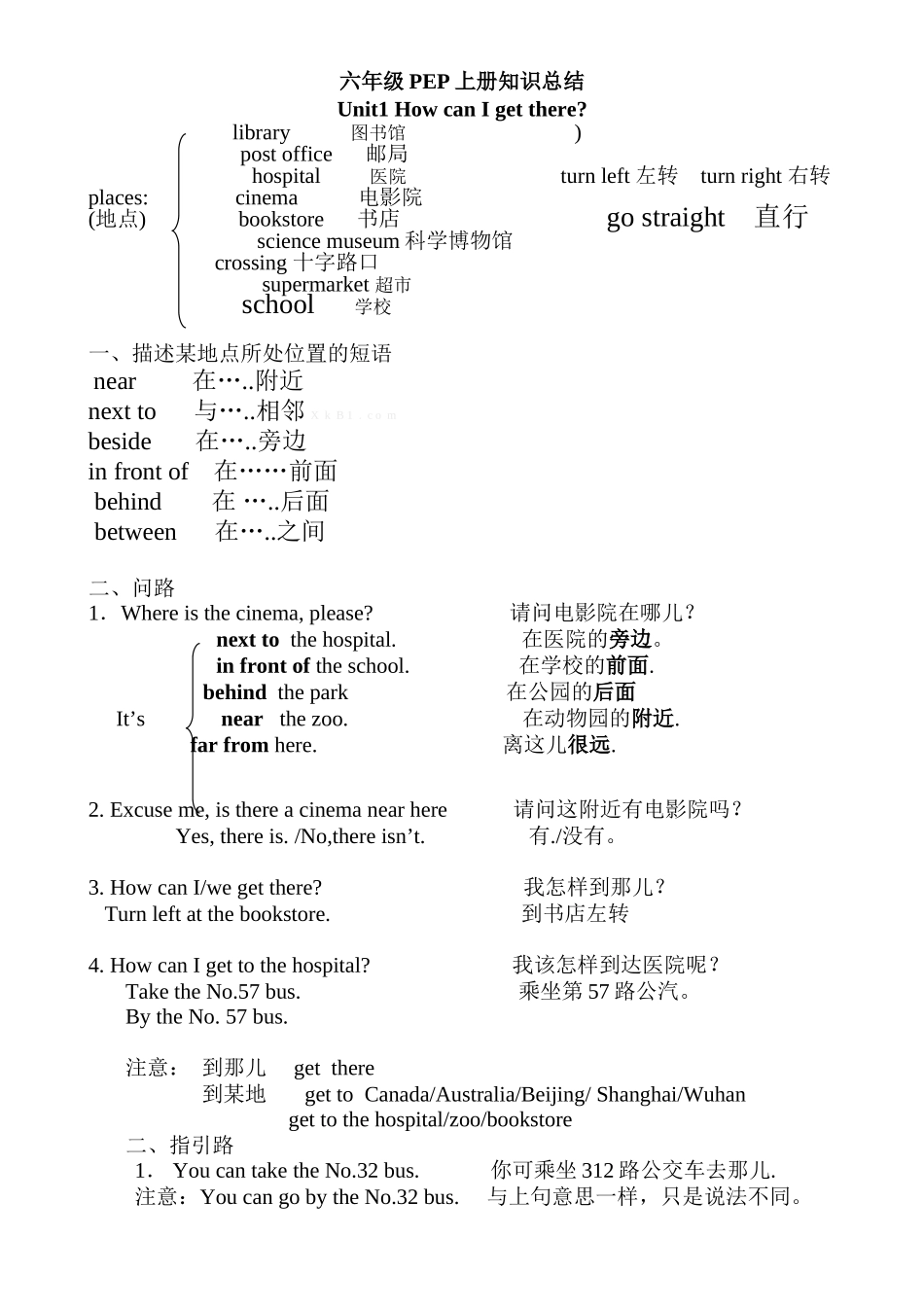 六年级英语PEP上册知识总结_第1页