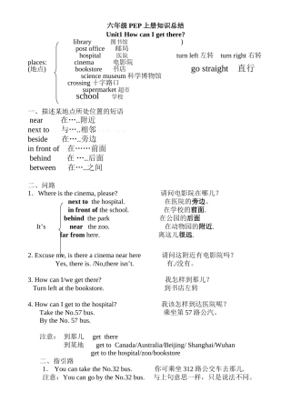 六年级英语PEP上册知识总结