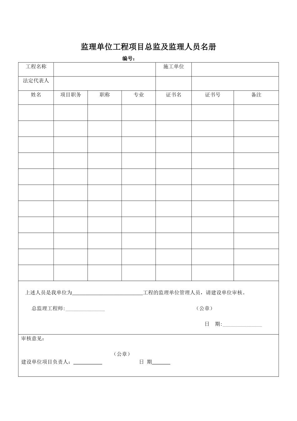 施工单位工程项目经理及质量管理人员名册_第2页
