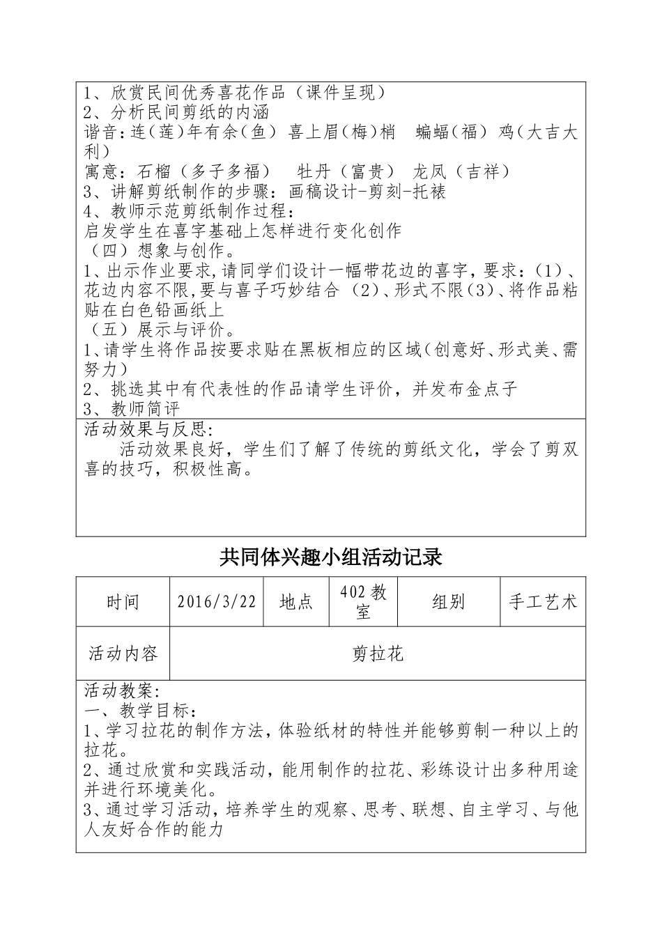 手工艺术共同体兴趣小组活动记录_第2页