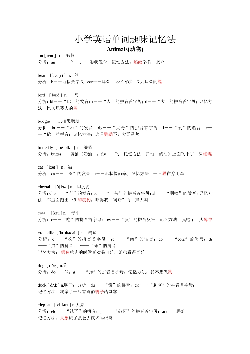 小学英语单词趣味记忆法_第1页