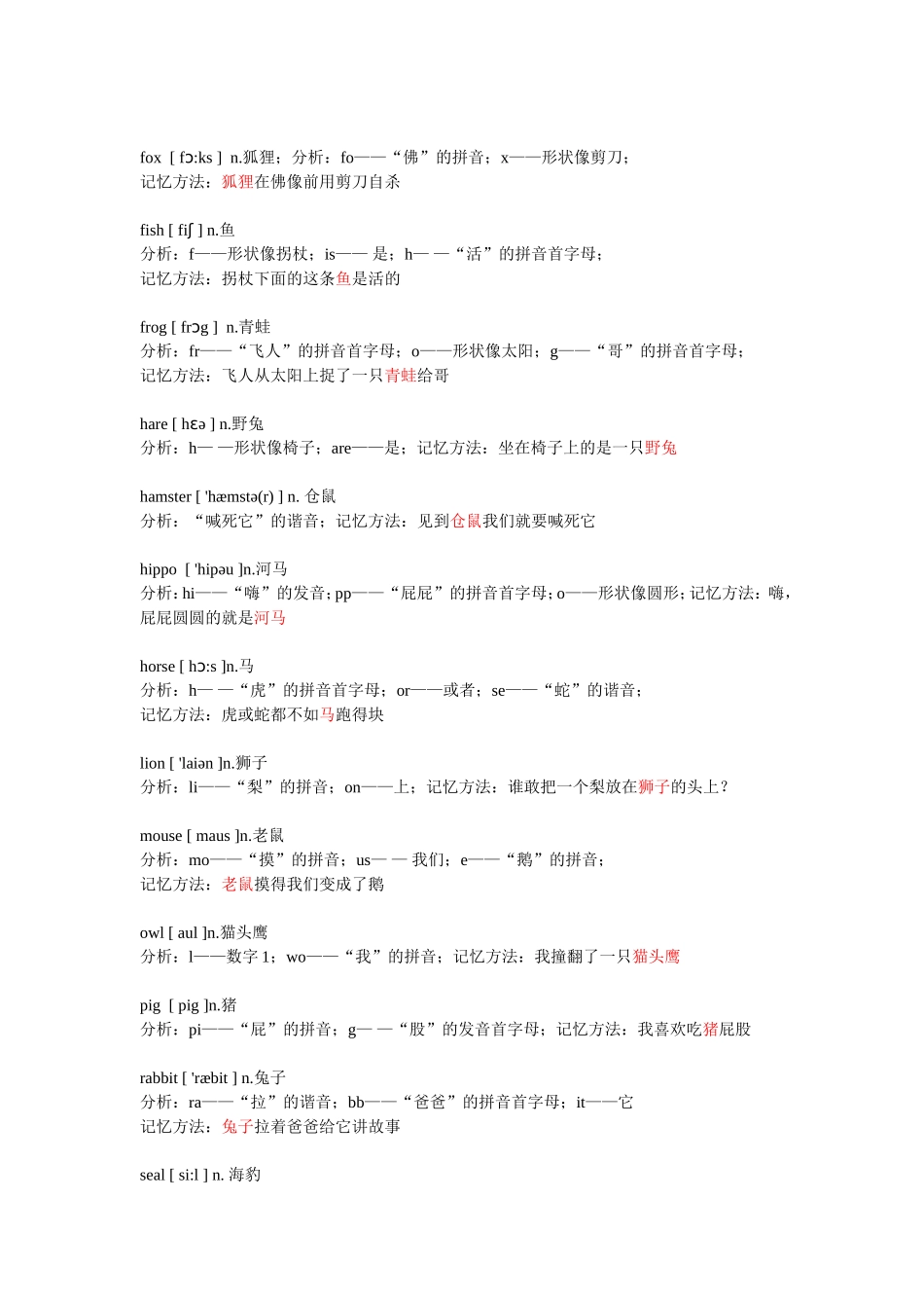 小学英语单词趣味记忆法_第2页