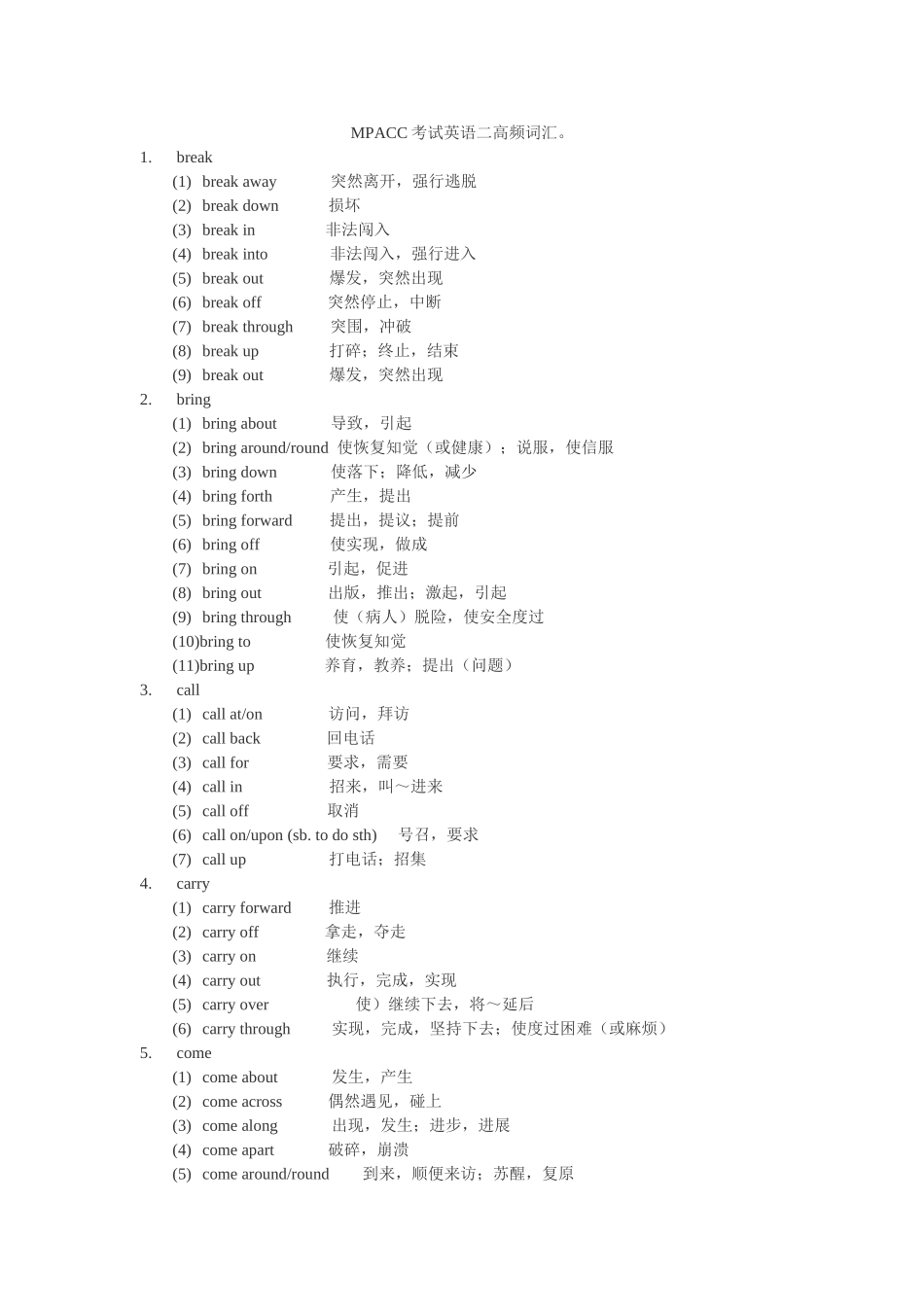MPACC考试英语二高频词汇_第1页