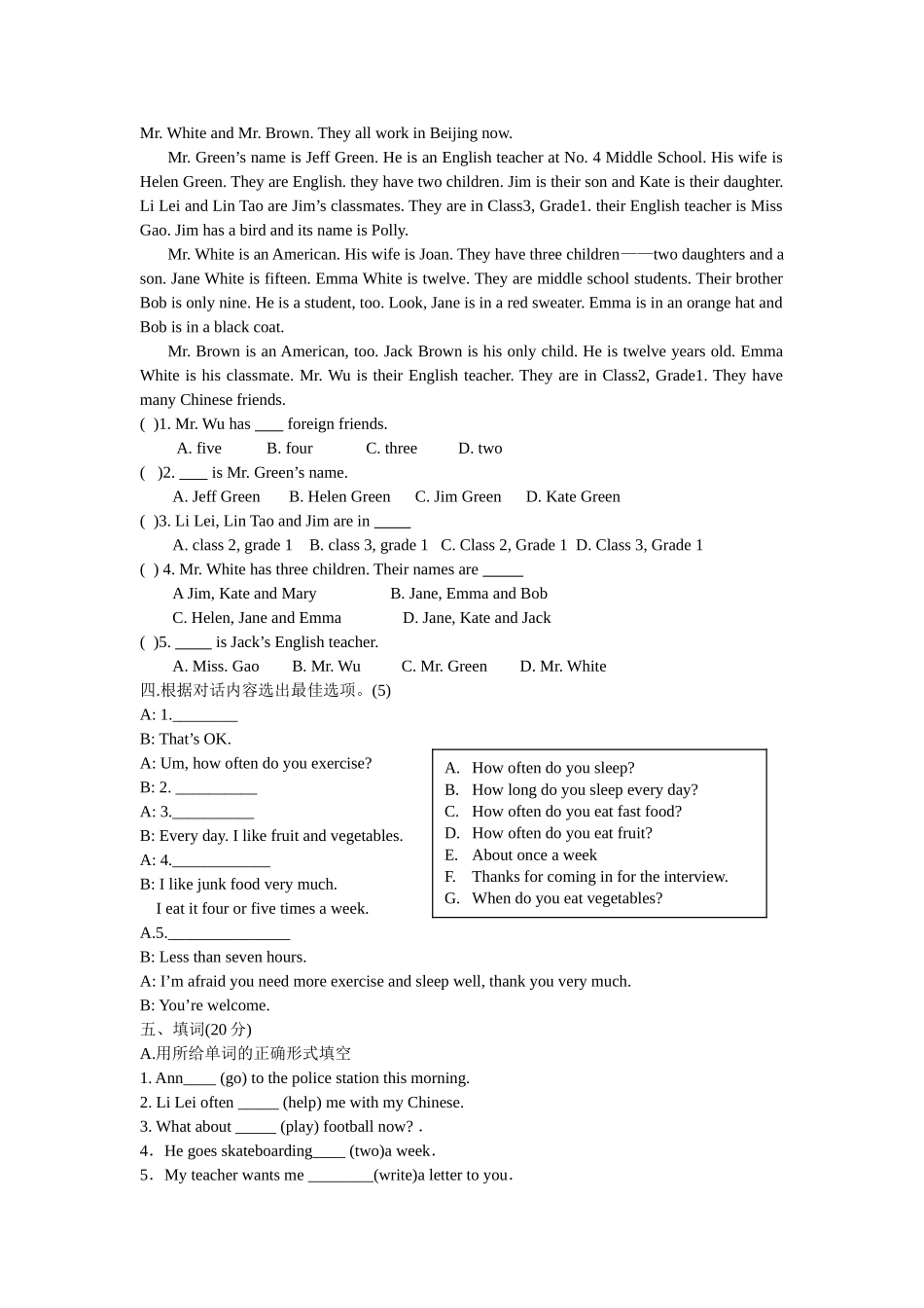 Unit2Howoftendoyouexercise英语单元测试_第3页