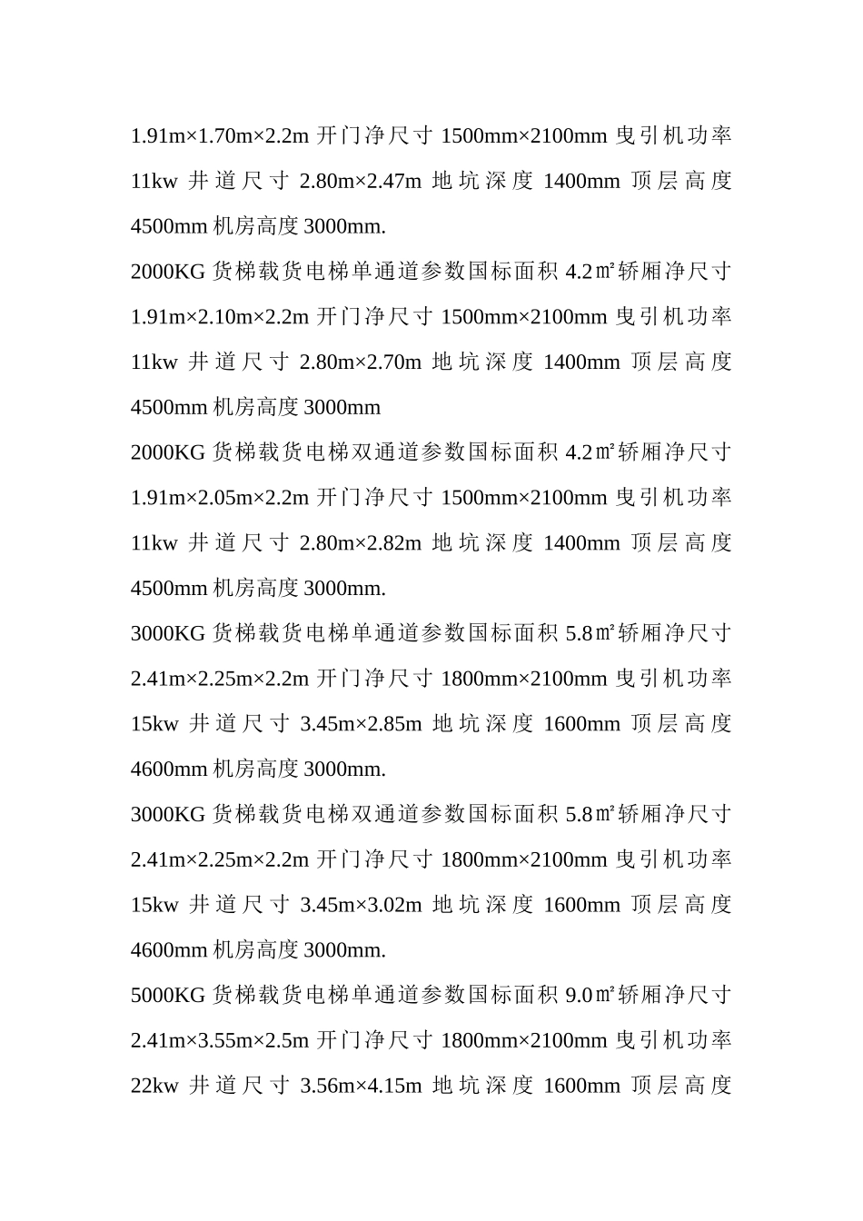 电梯井道尺寸表_第2页