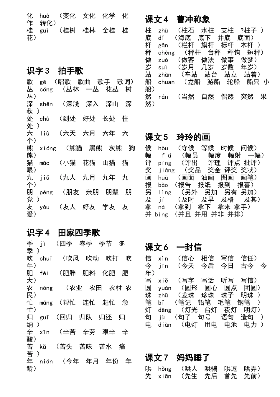 二年级上册《写字表》扩词练习_第2页