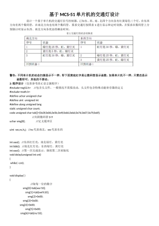 基于MCS-51单片机的交通灯设计