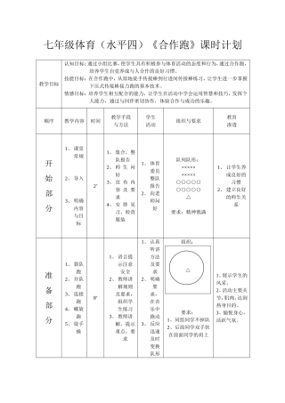 七年级体育（水平四）《合作跑》课时计划
