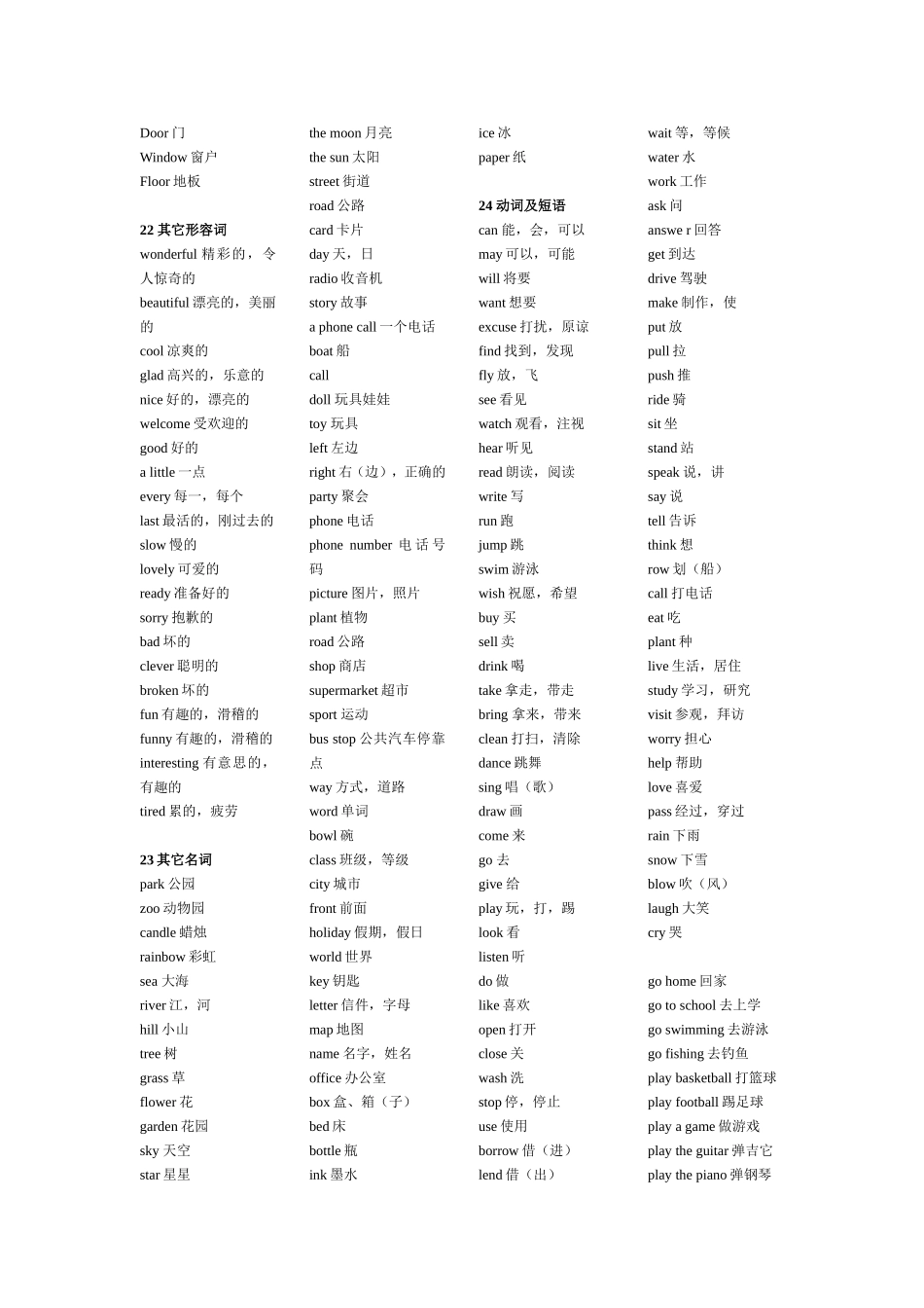 小学英语分类词汇表_第3页