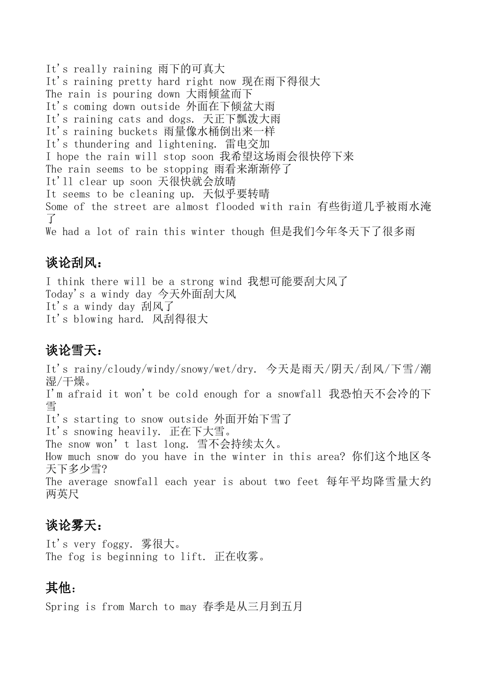 英语谈论天气常用句子_第3页