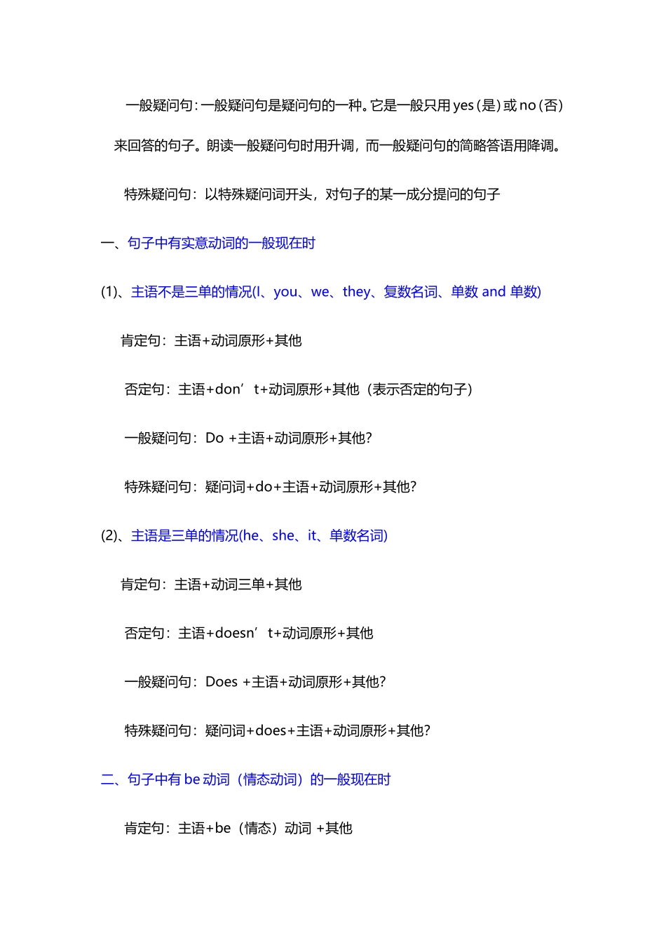 英语一般现在时知识点归纳总结_第3页