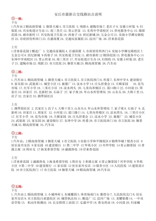 安丘市最新公交线路站点说明