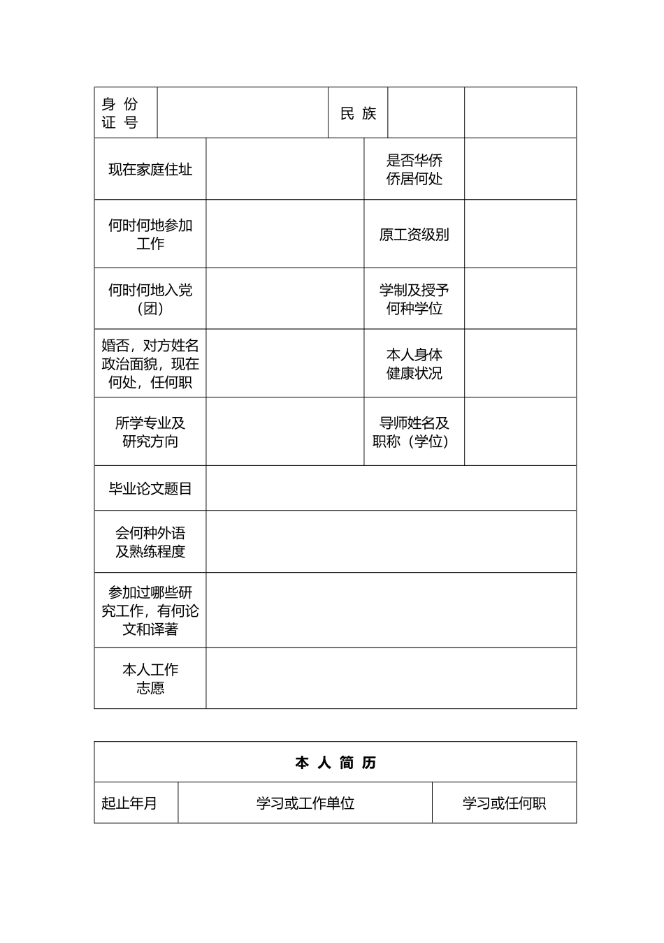 毕业研究生登记表_第3页