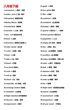 八年级下册英语难点单词梳理汇总