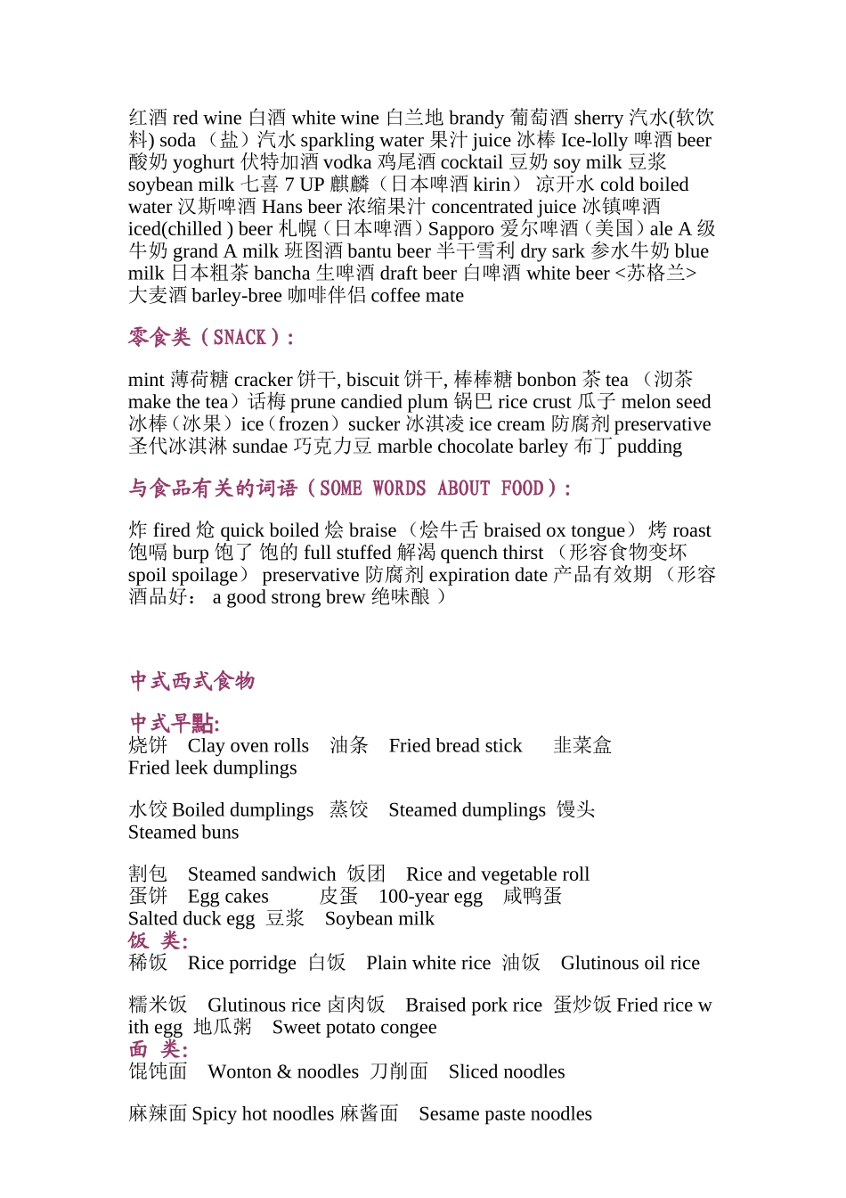 餐饮常见食物英文翻译梳理汇总_第3页