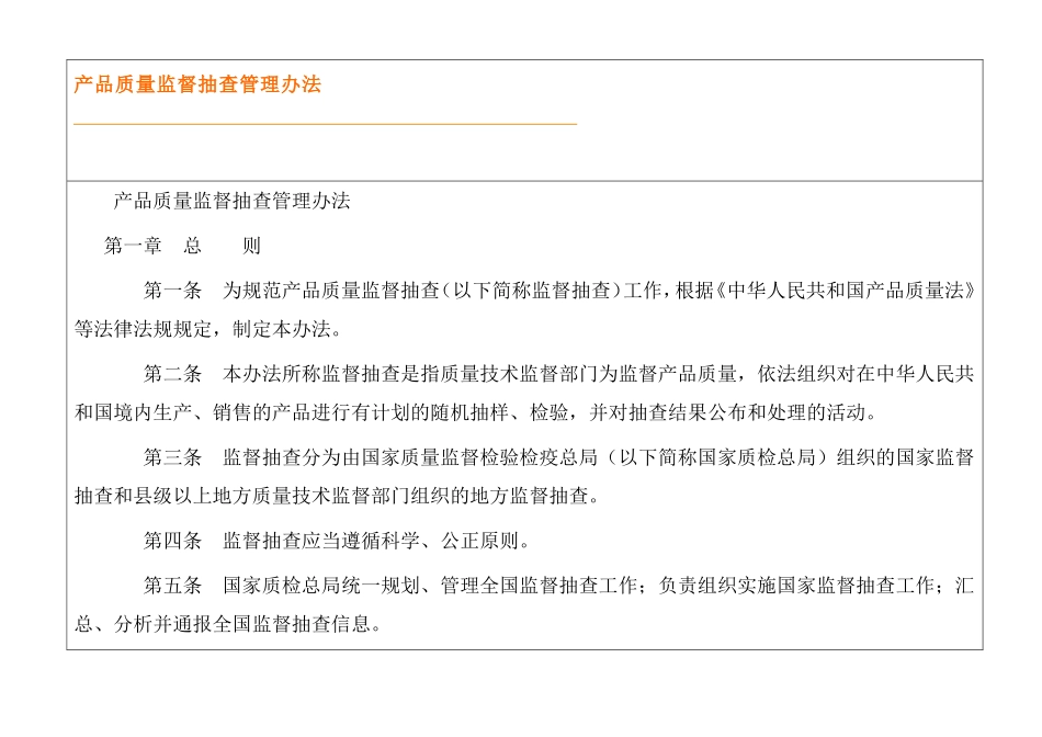 产品质量监督抽查管理办法_第1页