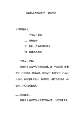 大设绘品牌服务机构“业务范围”