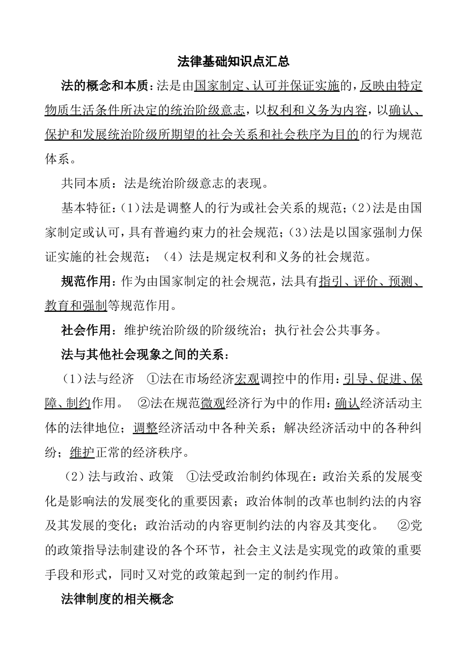 法律基础知识点汇总_第1页