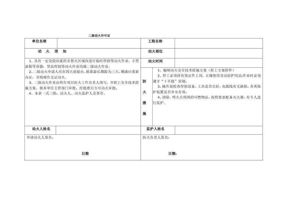 动火许可证知识点梳理汇总_第1页