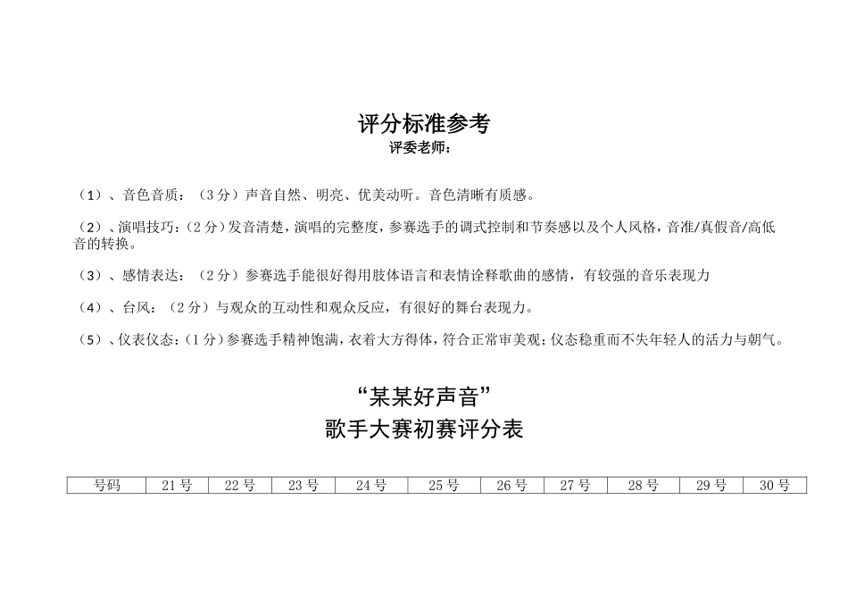 歌手大赛评分标准参考_第1页