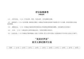 歌手大赛评分标准参考