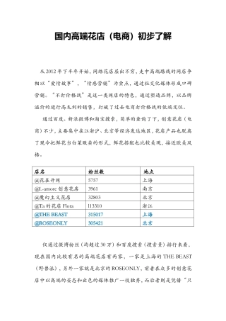 国内高端花店（电商）初步了解