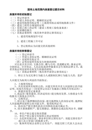 国有土地范围内房屋登记提交材料